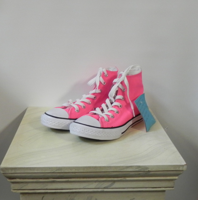 New! Converse Knockout size 2 girls pink Chuck Taylor All Star Hi Top shoes. MSRP at Kids Foot Locker $54.99. Our Price $ 40.